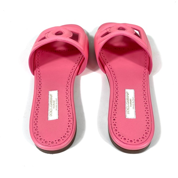*SOLD* Dolce & Gabbana Bambino Girl's DG Cutout Leather Slide Sandals Pink 36 - Picture 15 of 17